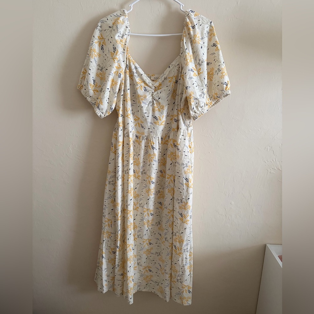 a.n.a midi Dress with Yellow Floral Print